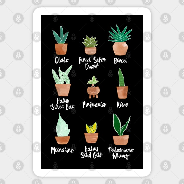 Sansevieria Cultivars (Black) Sticker by Jyuly